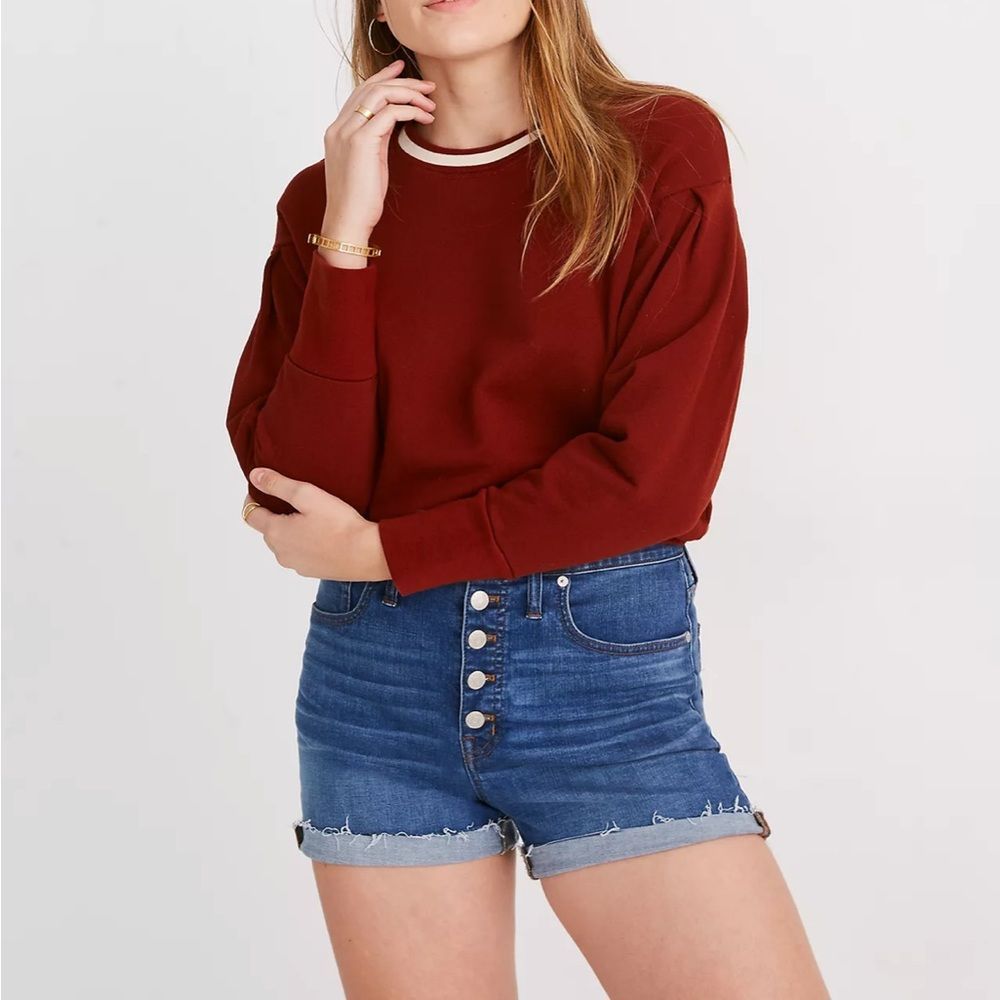 Madewell High-Rise Denim Shorts in Derby Wash: Button-Front Edition